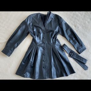 Zara Faux Black Leather Belted Dress